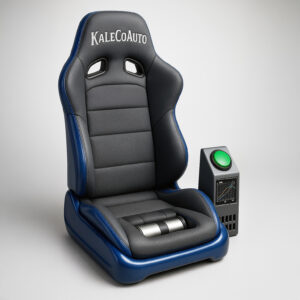 Car seat with dynamometer feature. Screen showing HP/TQ curves