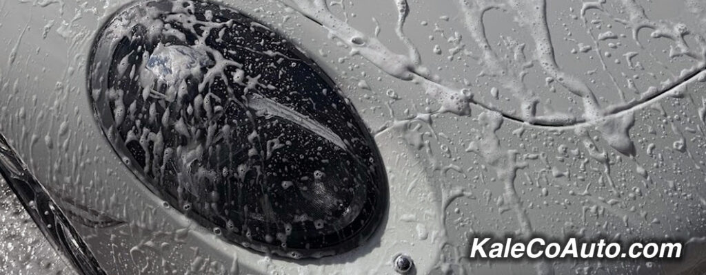 big soapy car wash headlight
