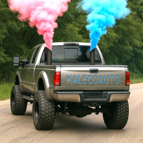 gender reveal smoke on truck