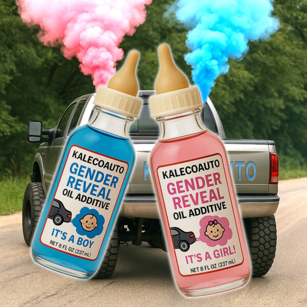 gender reveal smoke on truck with product